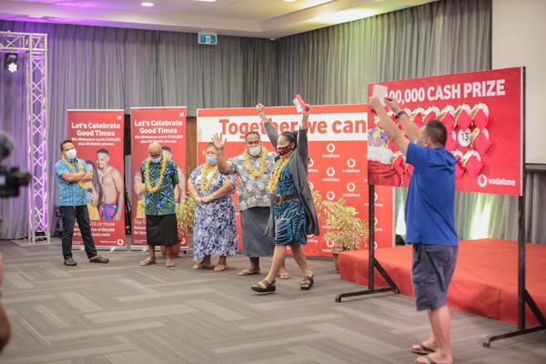 image of Bernadette Neufeldt of Vaivase wins $100,000 tala from Vodafone Samoa 