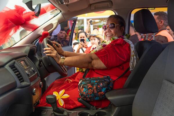 image of Winner of Digicel\'s Ford Ranger: Mrs Tiresa Mata’afa of Leulumoega Tuai.